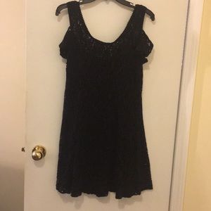 Free people mesh cold shoulder black dress
